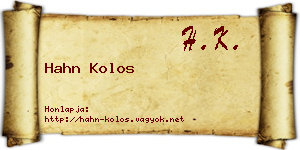 Hahn Kolos névjegykártya